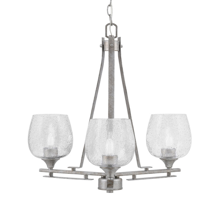Toltec Lighting - 323-AS-4812 - Three Light Chandelier - Uptowne - Aged Silver