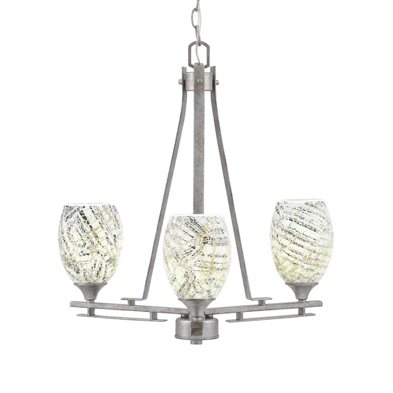 Toltec Lighting - 323-AS-5054 - Three Light Chandelier - Uptowne - Aged Silver