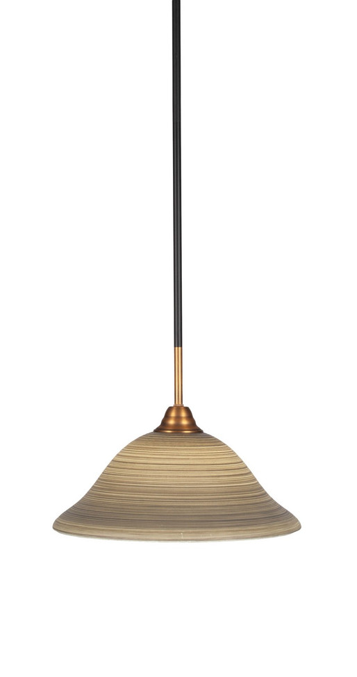 Toltec Lighting - 3401-MBBR-604 - One Light Pendant - Paramount - Matte Black & Brass