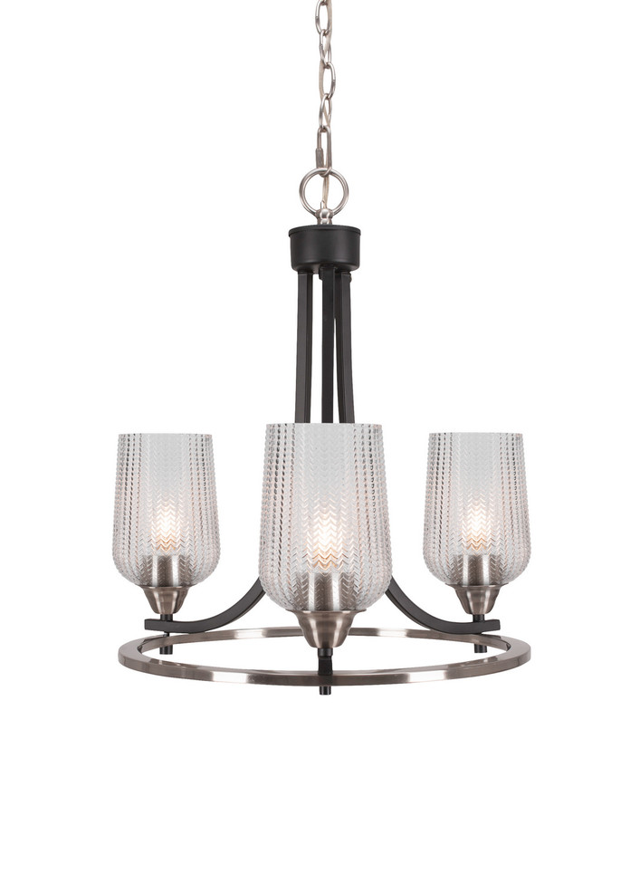Toltec Lighting - 3403-MBBN-4250 - Three Light Chandelier - Paramount - Matte Black & Brushed Nickel