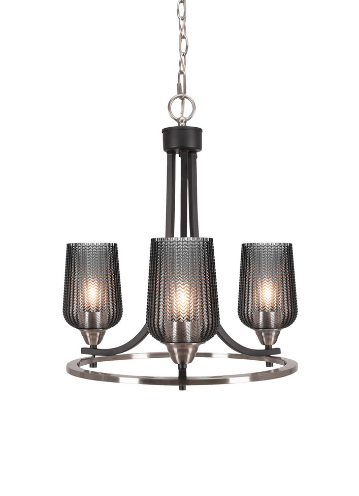Toltec Lighting - 3403-MBBN-4252 - Three Light Chandelier - Paramount - Matte Black & Brushed Nickel