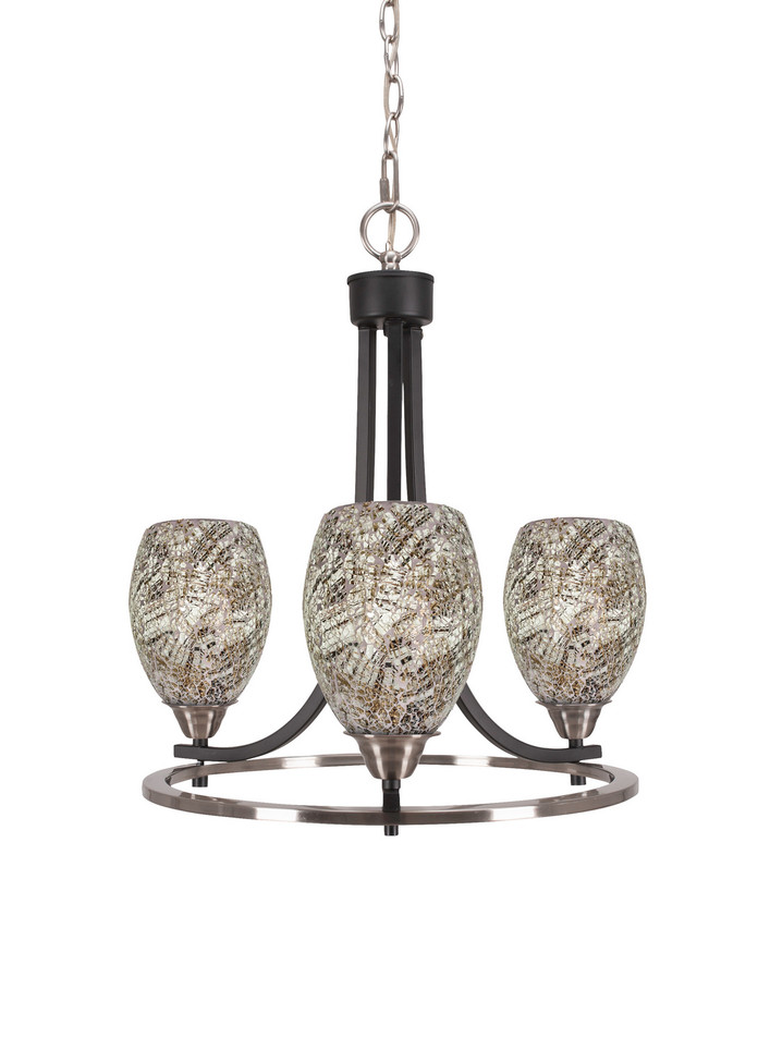 Toltec Lighting - 3403-MBBN-5054 - Three Light Chandelier - Paramount - Matte Black & Brushed Nickel