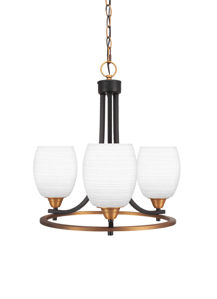 Toltec Lighting - 3403-MBBR-4021 - Three Light Chandelier - Paramount - Matte Black & Brass