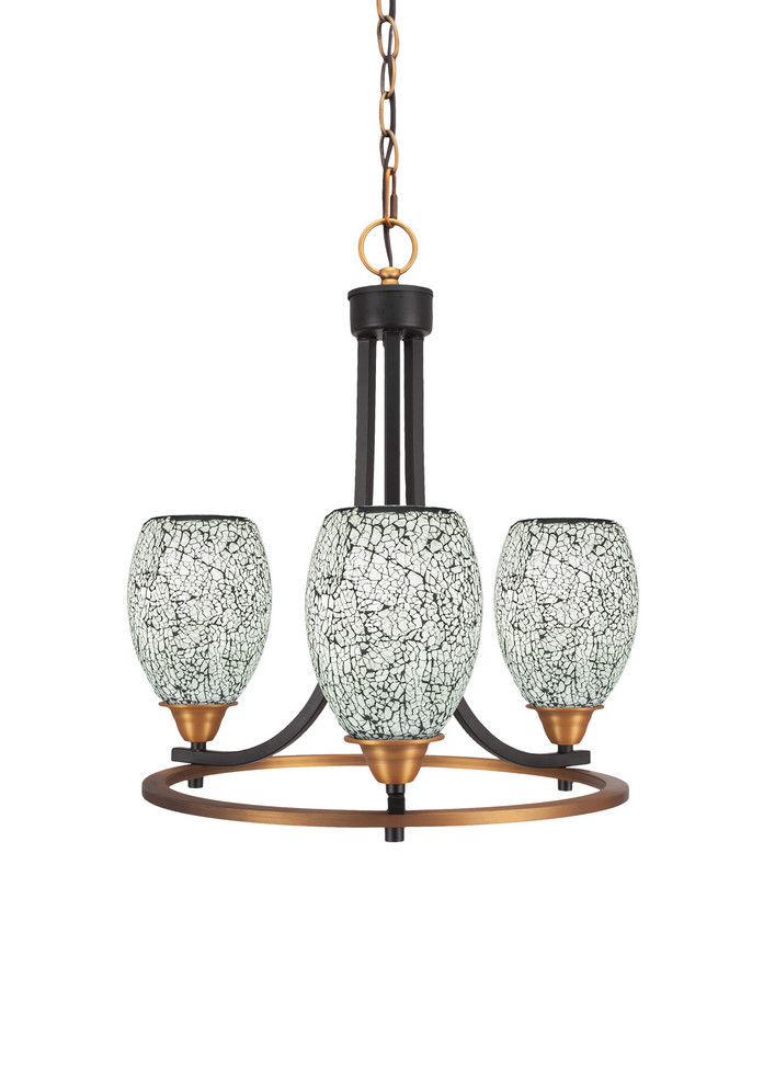 Toltec Lighting - 3403-MBBR-4165 - Three Light Chandelier - Paramount - Matte Black & Brass