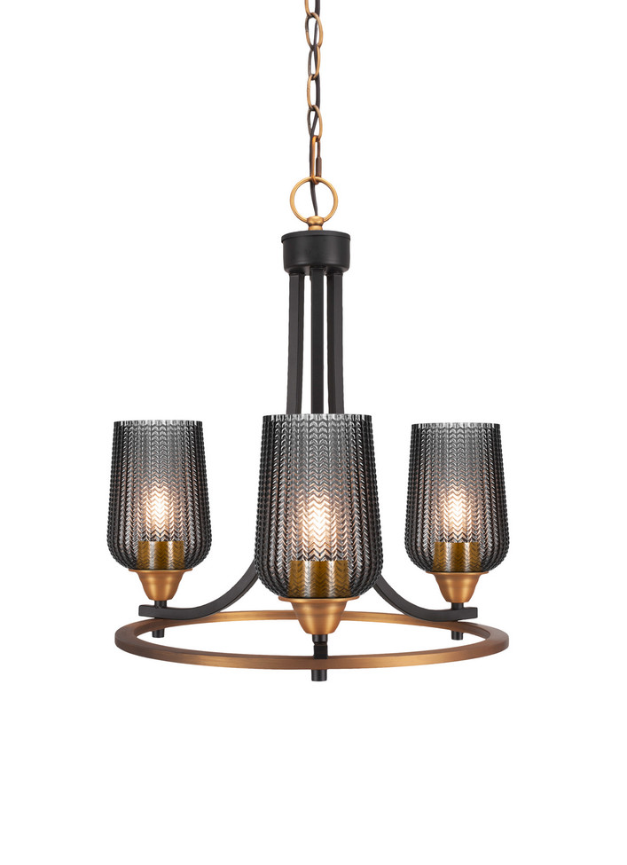 Toltec Lighting - 3403-MBBR-4252 - Three Light Chandelier - Paramount - Matte Black & Brass