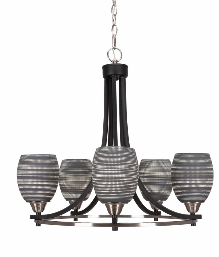 Toltec Lighting - 3405-MBBN-4022 - Five Light Chandelier - Paramount - Matte Black & Brushed Nickel