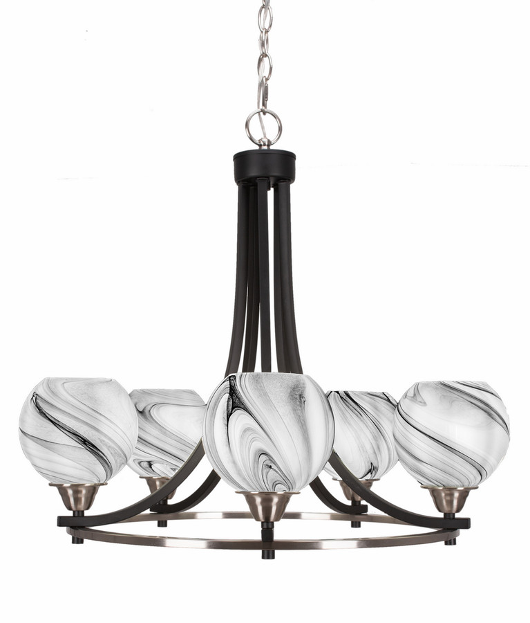 Toltec Lighting - 3405-MBBN-4109 - Five Light Chandelier - Paramount - Matte Black & Brushed Nickel