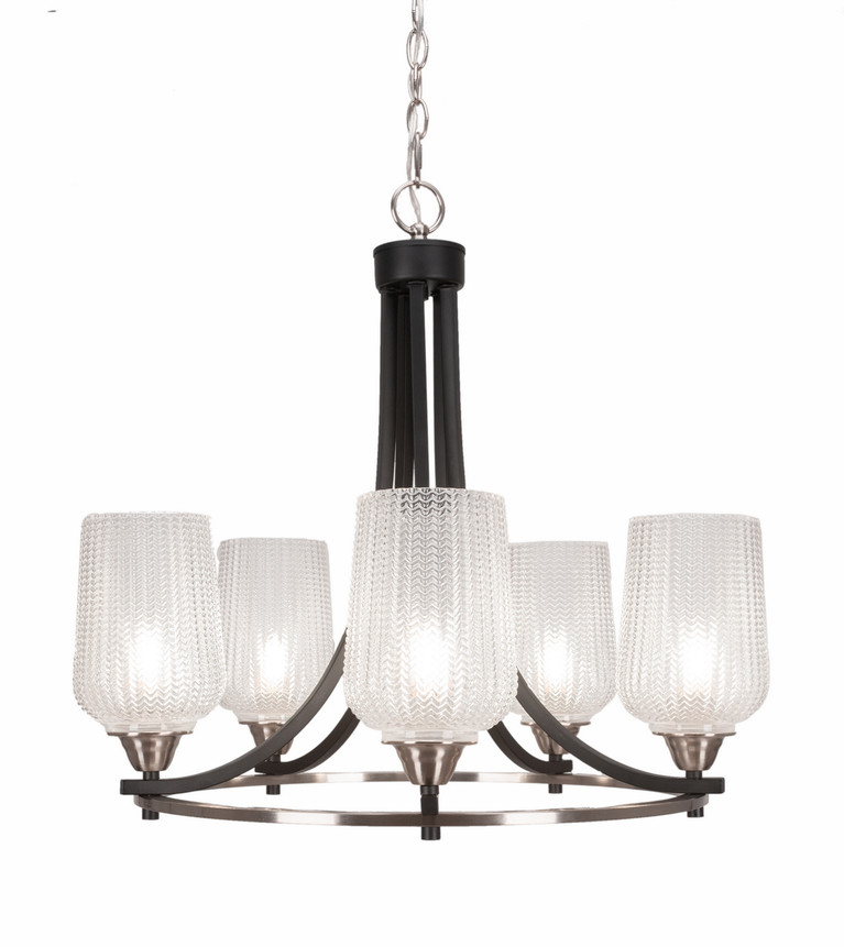 Toltec Lighting - 3405-MBBN-4250 - Five Light Chandelier - Paramount - Matte Black & Brushed Nickel