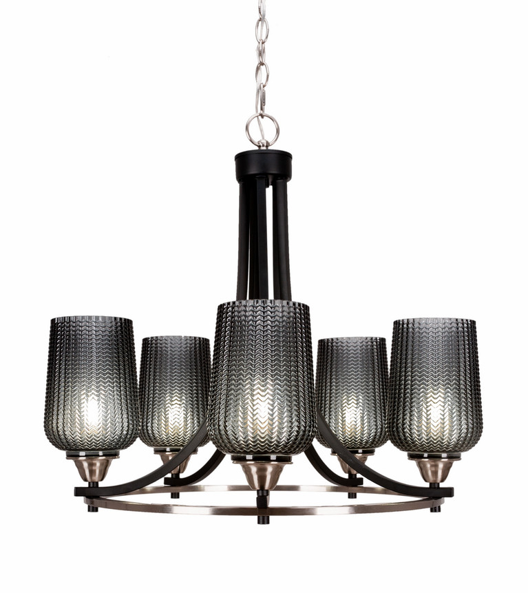 Toltec Lighting - 3405-MBBN-4252 - Five Light Chandelier - Paramount - Matte Black & Brushed Nickel