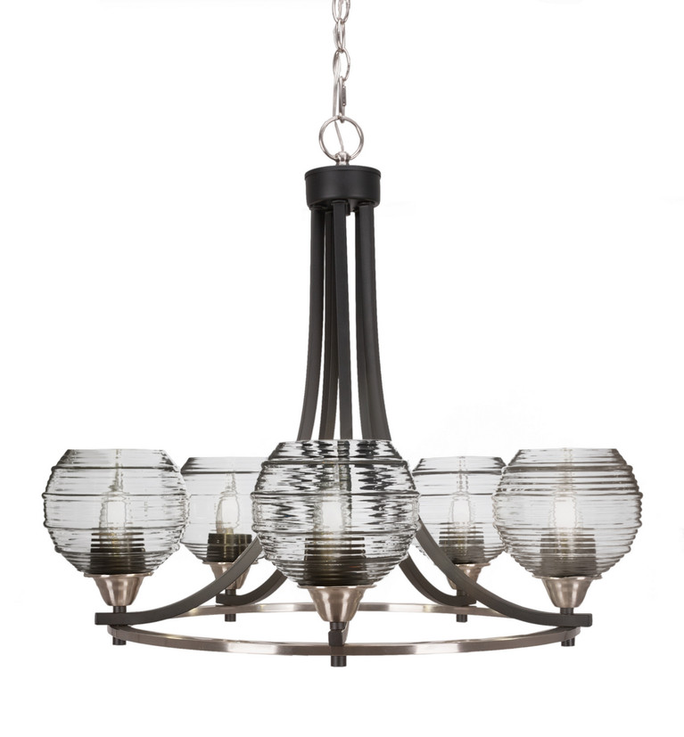 Toltec Lighting - 3405-MBBN-5110 - Five Light Chandelier - Paramount - Matte Black & Brushed Nickel