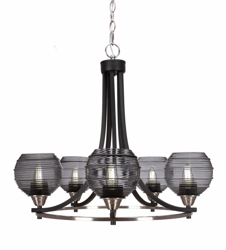 Toltec Lighting - 3405-MBBN-5112 - Five Light Chandelier - Paramount - Matte Black & Brushed Nickel