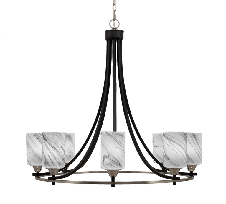 Toltec Lighting - 3408-MBBN-3009 - Eight Light Chandelier - Paramount - Matte Black & Brushed Nickel