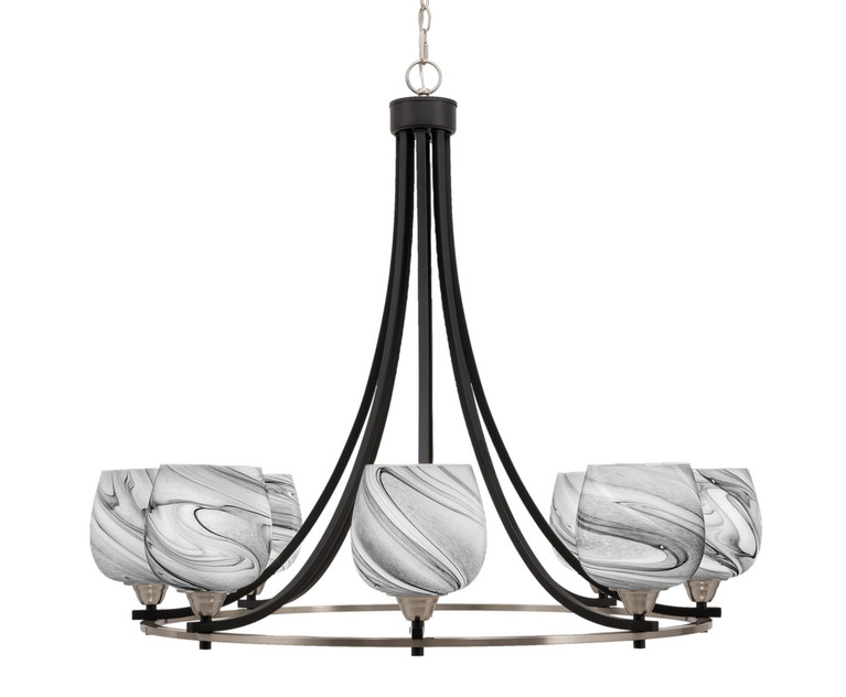 Toltec Lighting - 3408-MBBN-4819 - Eight Light Chandelier - Paramount - Matte Black & Brushed Nickel