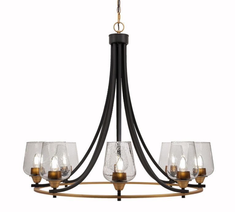 Toltec Lighting - 3408-MBBR-210 - Eight Light Chandelier - Paramount - Matte Black & Brass
