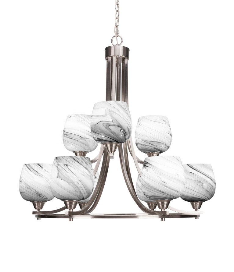 Toltec Lighting - 3409-BN-4819 - Nine Light Chandelier - Paramount - Brushed Nickel