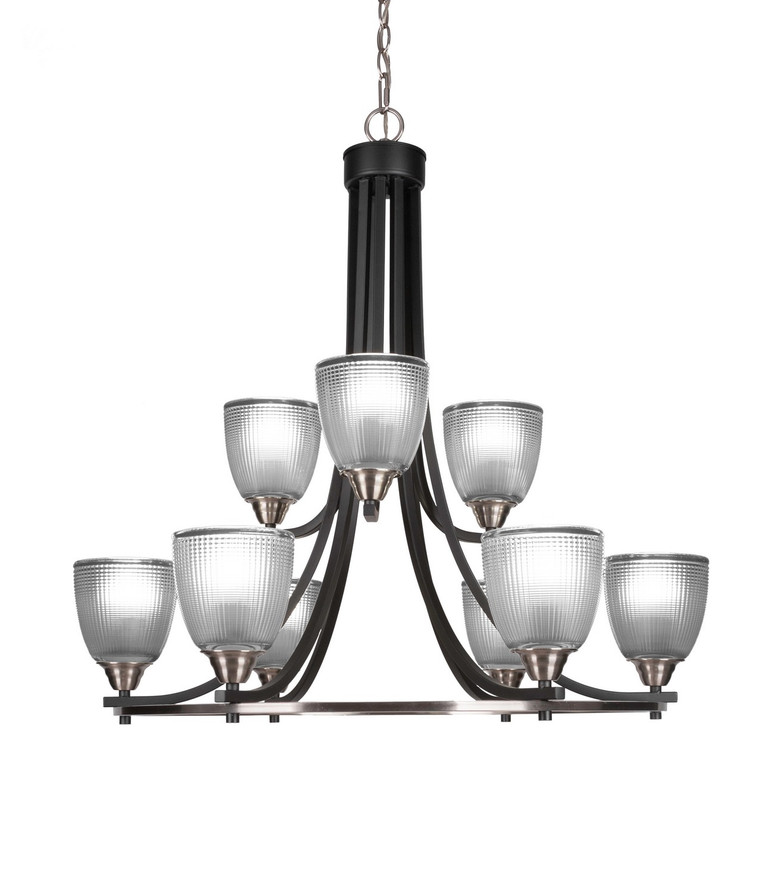 Toltec Lighting - 3409-MBBN-500 - Nine Light Chandelier - Paramount - Matte Black & Brushed Nickel