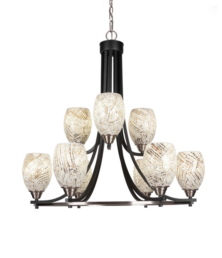 Toltec Lighting - 3409-MBBN-5054 - Nine Light Chandelier - Paramount - Matte Black & Brushed Nickel