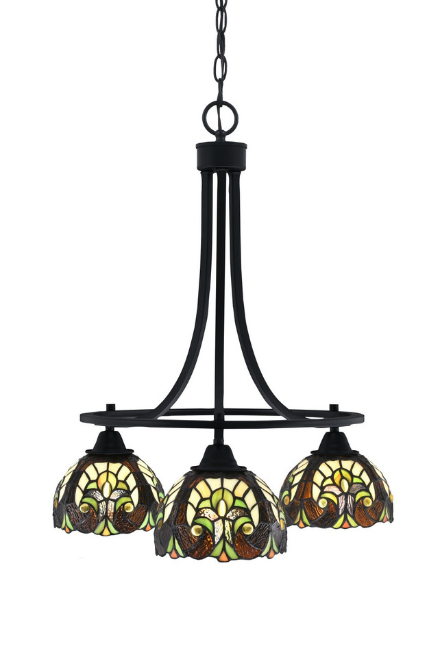 Toltec Lighting - 3413-MB-9945 - Three Light Chandelier - Paramount - Matte Black