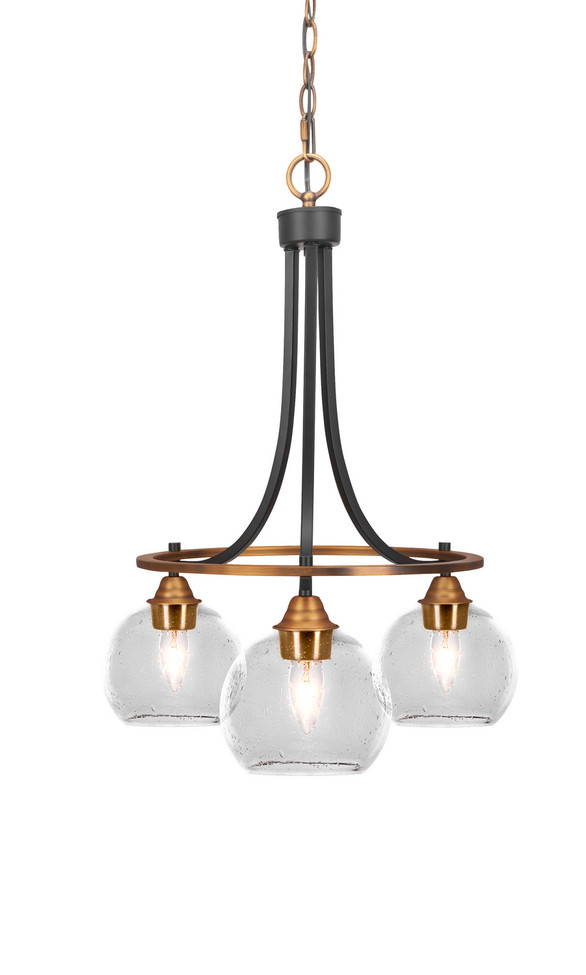 Toltec Lighting - 3413-MBBR-4100 - Three Light Chandelier - Paramount - Matte Black & Brass