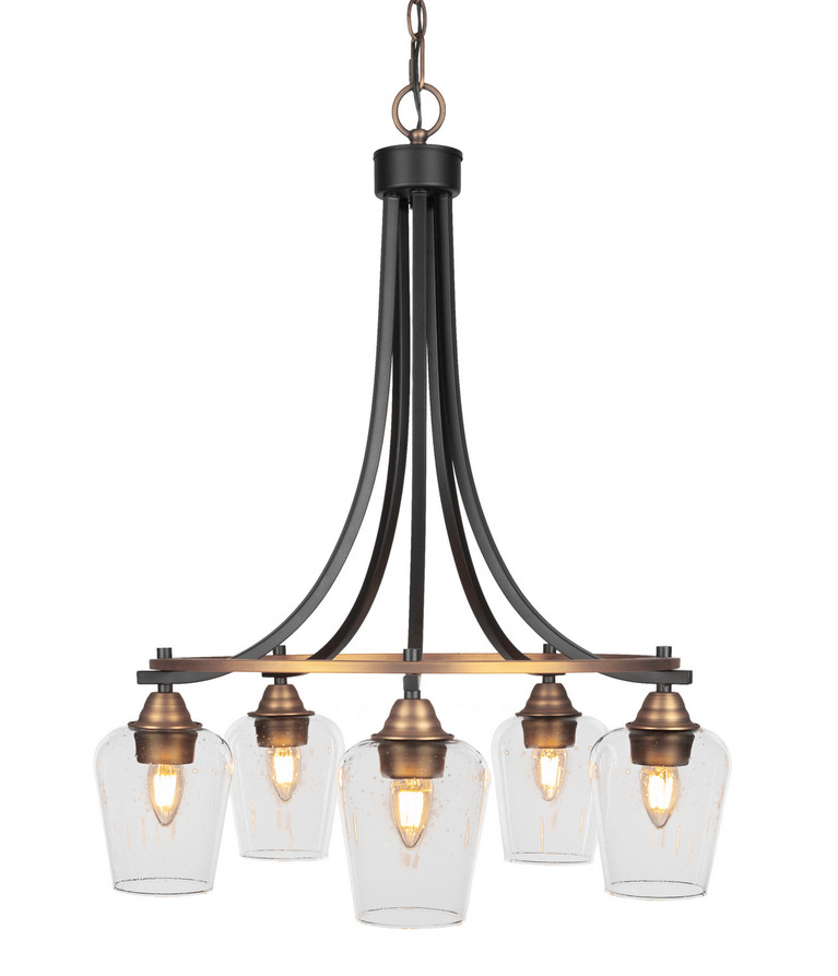 Toltec Lighting - 3415-MBBR-210 - Five Light Chandelier - Paramount - Matte Black & Brass