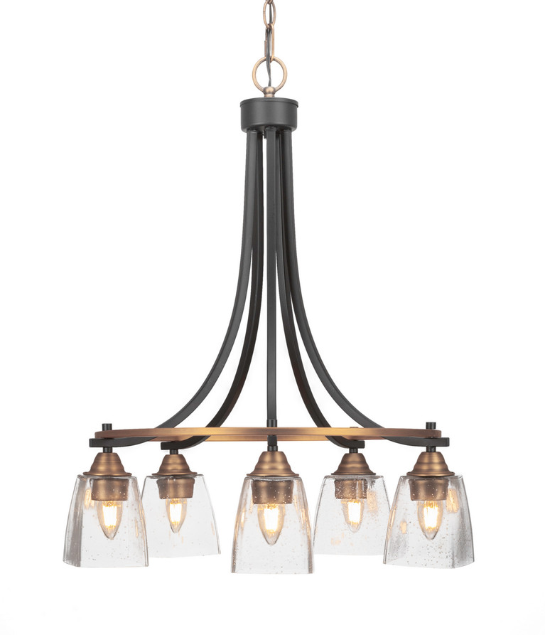 Toltec Lighting - 3415-MBBR-461 - Five Light Chandelier - Paramount - Matte Black & Brass