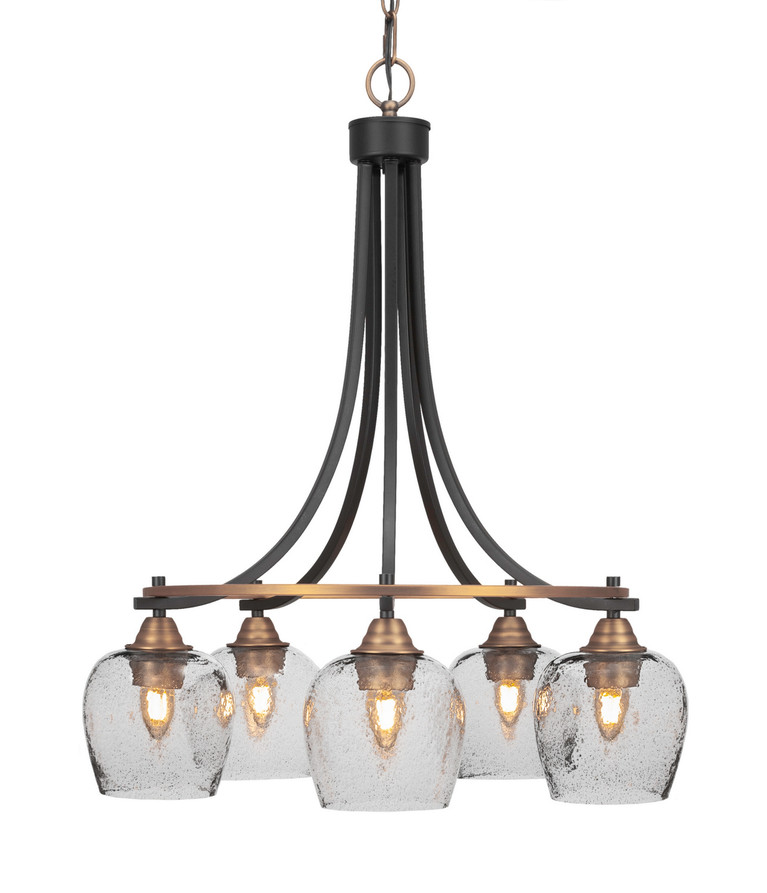 Toltec Lighting - 3415-MBBR-4812 - Five Light Chandelier - Paramount - Matte Black & Brass