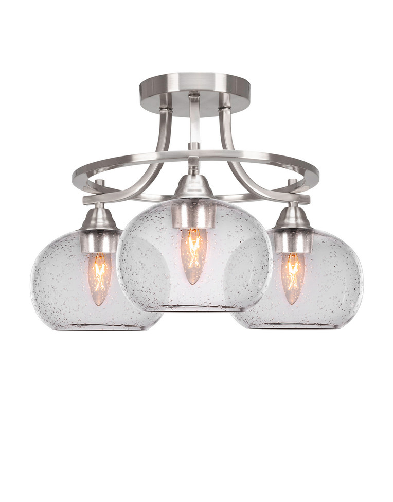 Toltec Lighting - 3417-BN-202 - Three Light Semi-Flush Mount - Paramount - Brushed Nickel