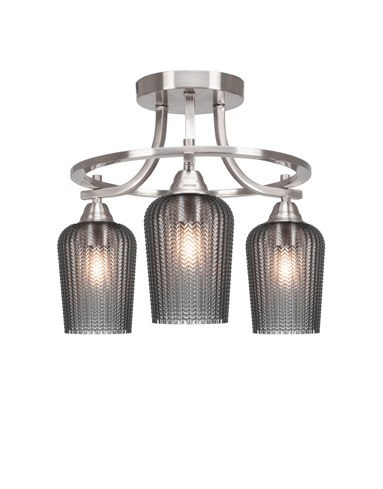 Toltec Lighting - 3417-BN-4252 - Three Light Semi-Flush Mount - Paramount - Brushed Nickel