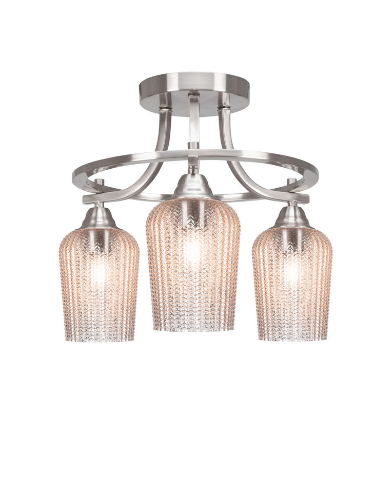 Toltec Lighting - 3417-BN-4253 - Three Light Semi-Flush Mount - Paramount - Brushed Nickel