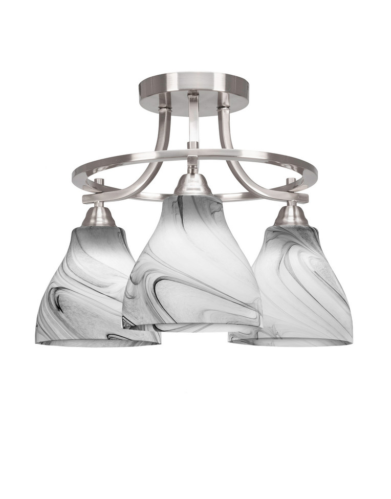 Toltec Lighting - 3417-BN-4769 - Three Light Semi-Flush Mount - Paramount - Brushed Nickel