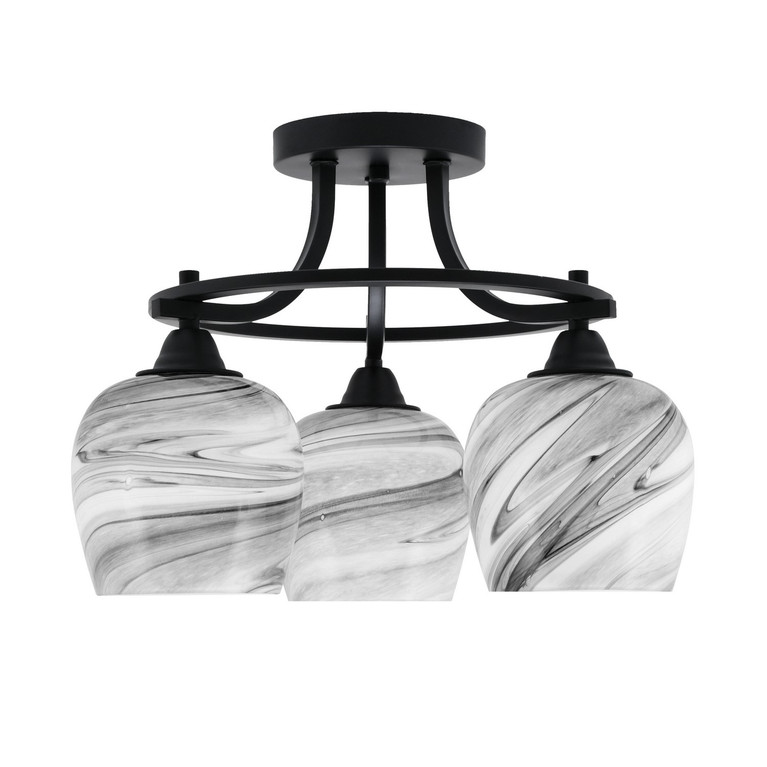 Toltec Lighting - 3417-MB-4819 - Three Light Semi-Flush Mount - Paramount - Matte Black