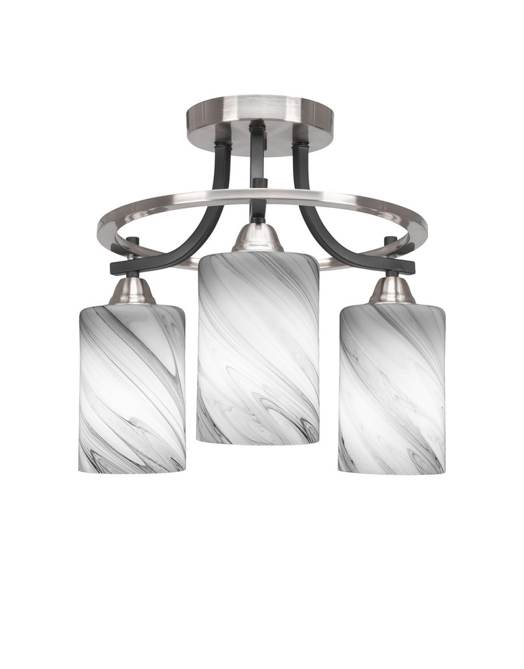Toltec Lighting - 3417-MBBN-3009 - Three Light Semi-Flush Mount - Paramount - Matte Black & Brushed Nickel