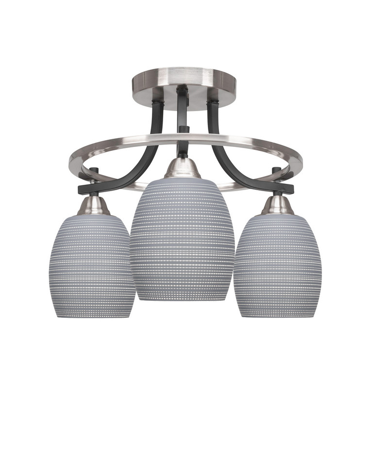 Toltec Lighting - 3417-MBBN-4022 - Three Light Semi-Flush Mount - Paramount - Matte Black & Brushed Nickel
