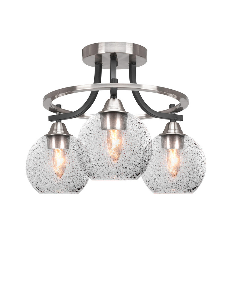 Toltec Lighting - 3417-MBBN-4102 - Three Light Semi-Flush Mount - Paramount - Matte Black & Brushed Nickel
