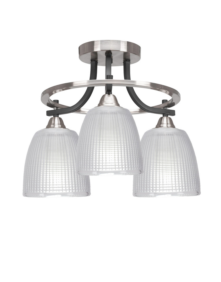 Toltec Lighting - 3417-MBBN-500 - Three Light Semi-Flush Mount - Paramount - Matte Black & Brushed Nickel