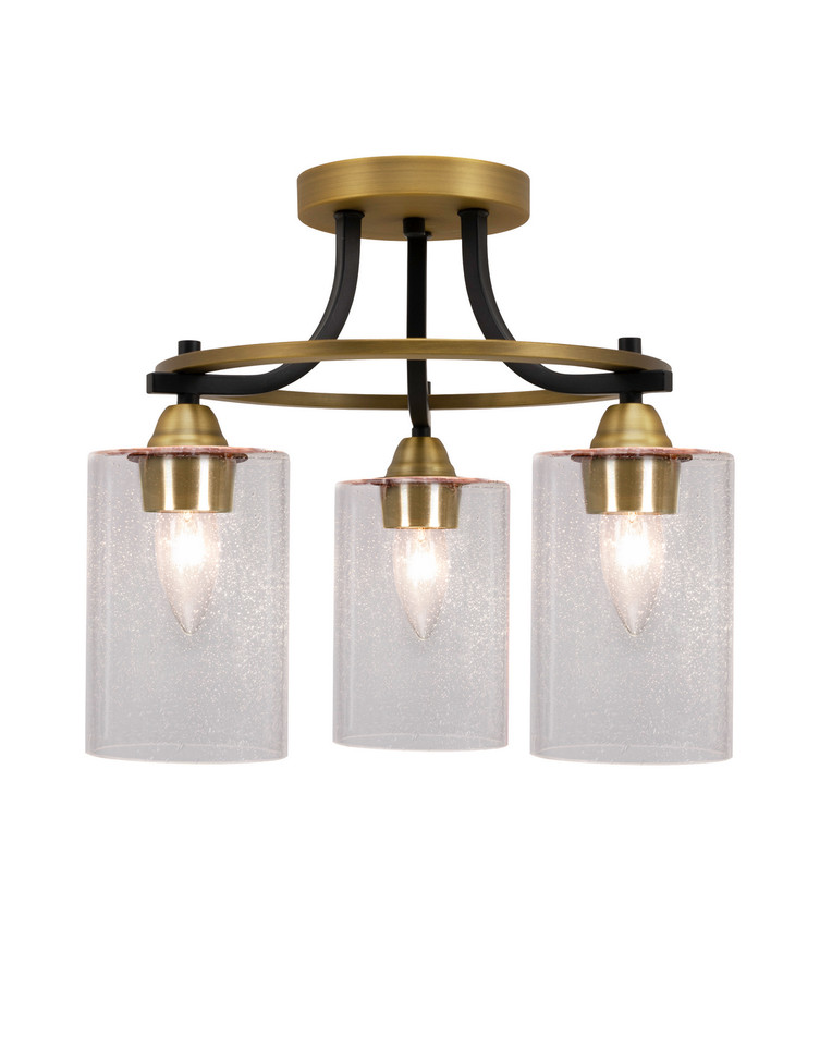 Toltec Lighting - 3417-MBBR-300 - Three Light Semi-Flush Mount - Paramount - Matte Black & Brass