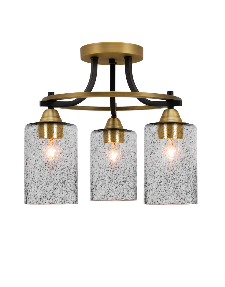 Toltec Lighting - 3417-MBBR-3002 - Three Light Semi-Flush Mount - Paramount - Matte Black & Brass