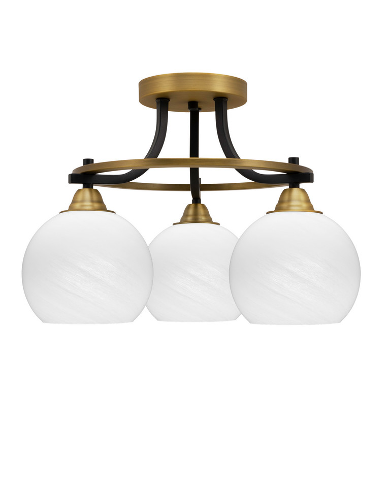 Toltec Lighting - 3417-MBBR-4101 - Three Light Semi-Flush Mount - Paramount - Matte Black & Brass