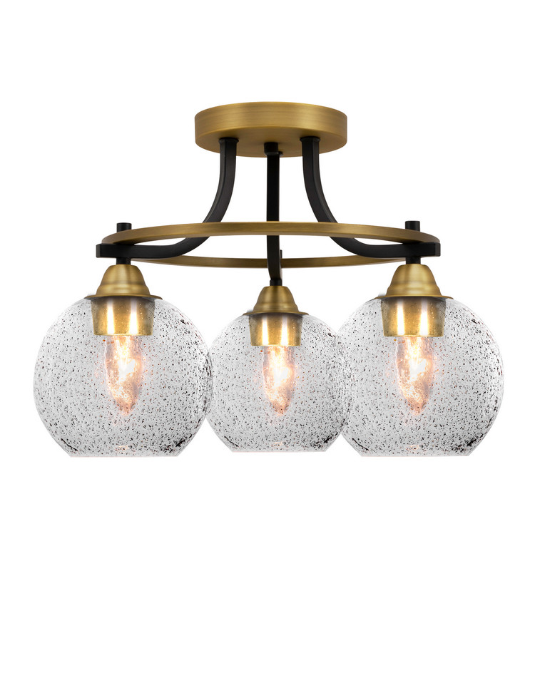 Toltec Lighting - 3417-MBBR-4102 - Three Light Semi-Flush Mount - Paramount - Matte Black & Brass