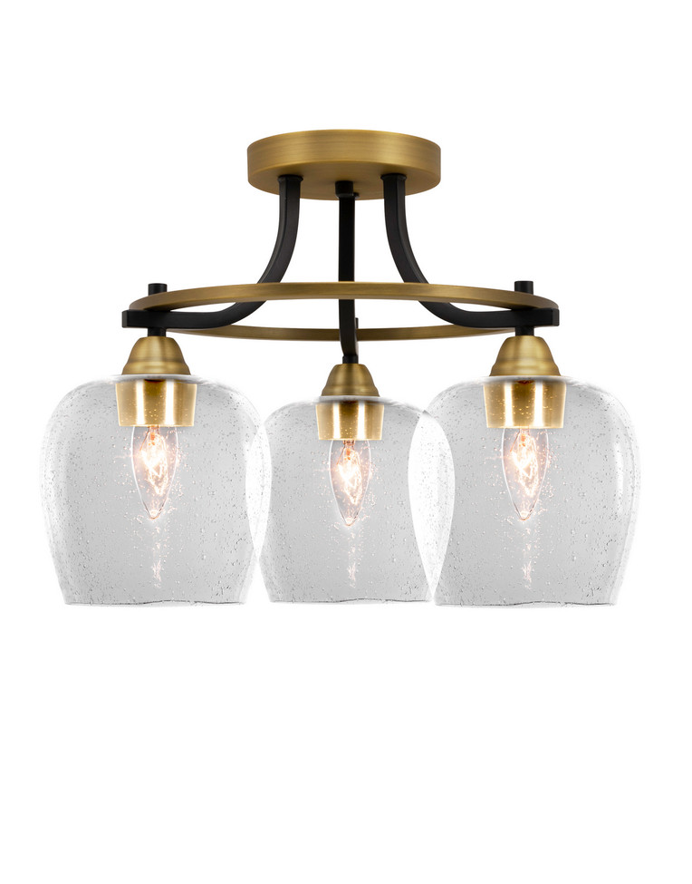 Toltec Lighting - 3417-MBBR-4810 - Three Light Semi-Flush Mount - Paramount - Matte Black & Brass