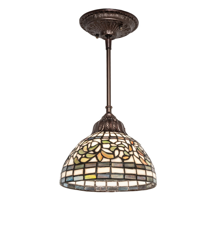 Meyda Tiffany - 244866 - One Light Mini Pendant - Tiffany Turning Leaf - Mahogany Bronze