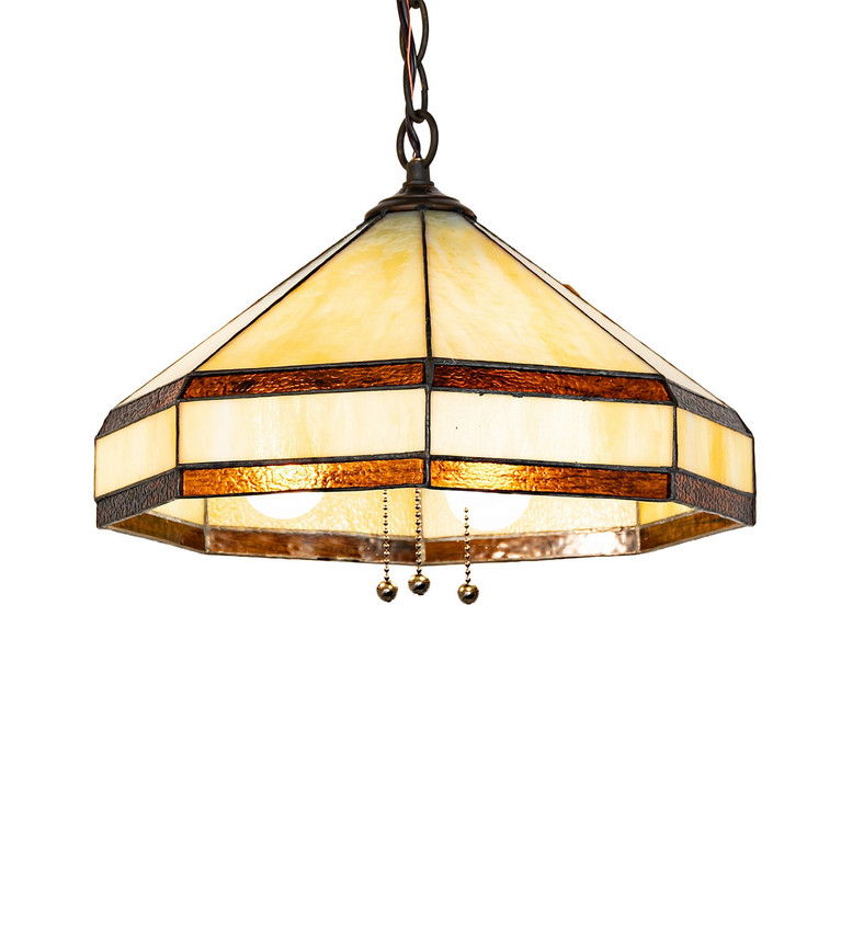 Meyda Tiffany - 293303 - Three Light Pendant - Topridge - Antique Brass Matte