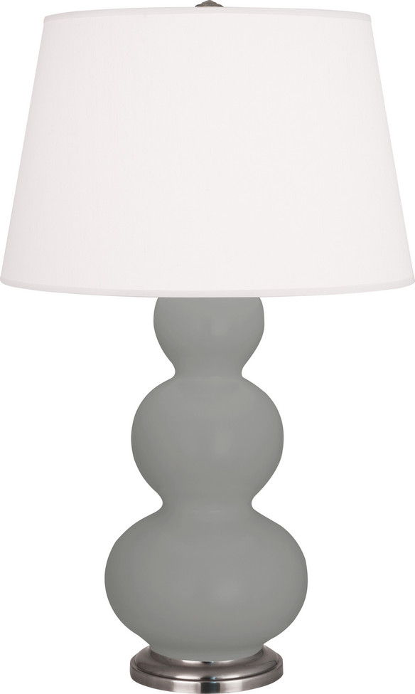 Robert Abbey - MST42 - One Light Table Lamp - Triple Gourd - Matte Smokey Taupe Glazed Ceramic w/Antique Silver