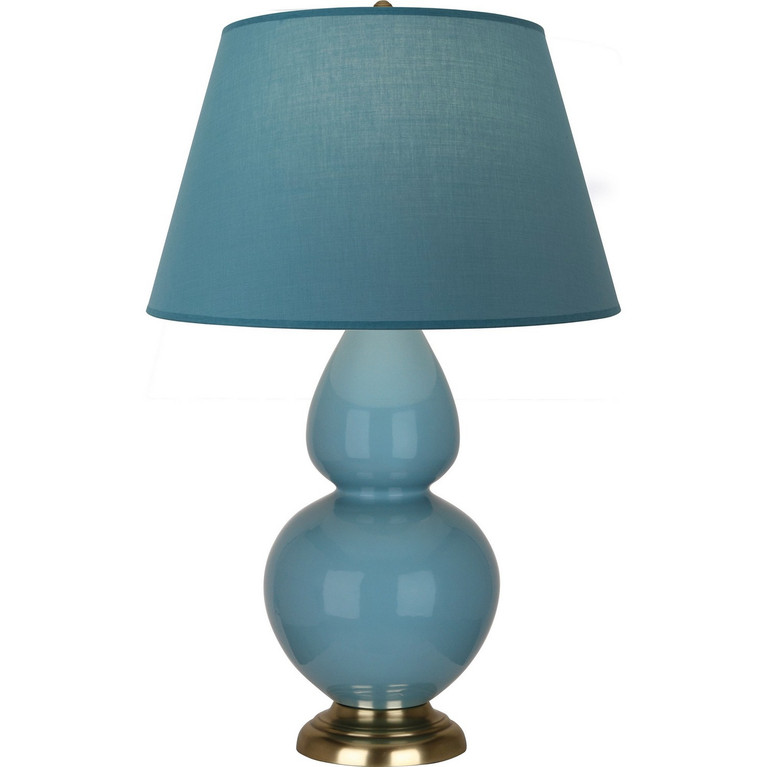 Robert Abbey - OB20B - One Light Table Lamp - Double Gourd - Steel Blue Glazed Ceramic w/Antique Natural Brass