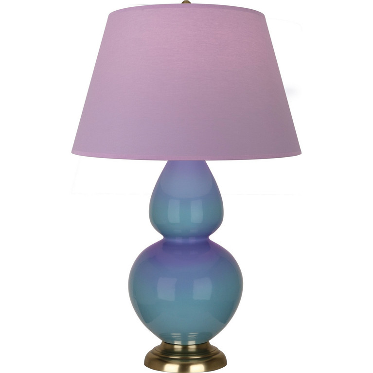 Robert Abbey - OB20L - One Light Table Lamp - Double Gourd - Steel Blue Glazed Ceramic w/Antique Natural Brass