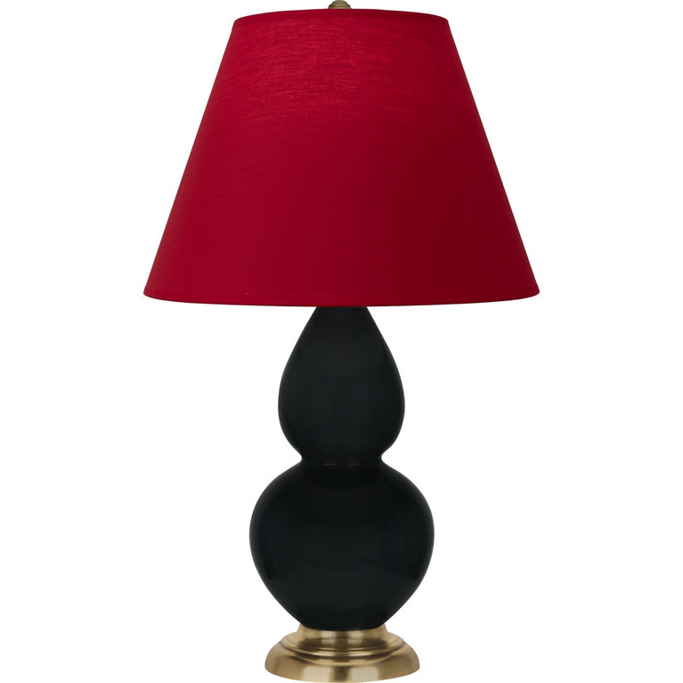 Robert Abbey - OS10R - One Light Accent Lamp - Small Double Gourd - Obsidian Glazed Ceramic w/Antique Natural Brass