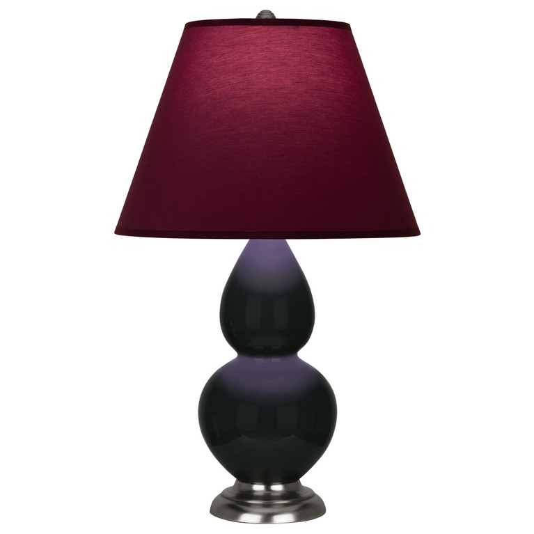 Robert Abbey - OS12P - One Light Accent Lamp - Small Double Gourd - Obsidian Glazed Ceramic w/Antique Silver
