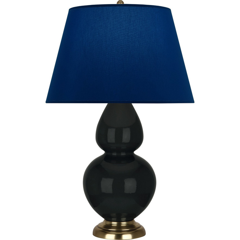 Robert Abbey - OS20N - One Light Table Lamp - Double Gourd - Obsidian Glazed Ceramic w/Antique Natural Brass