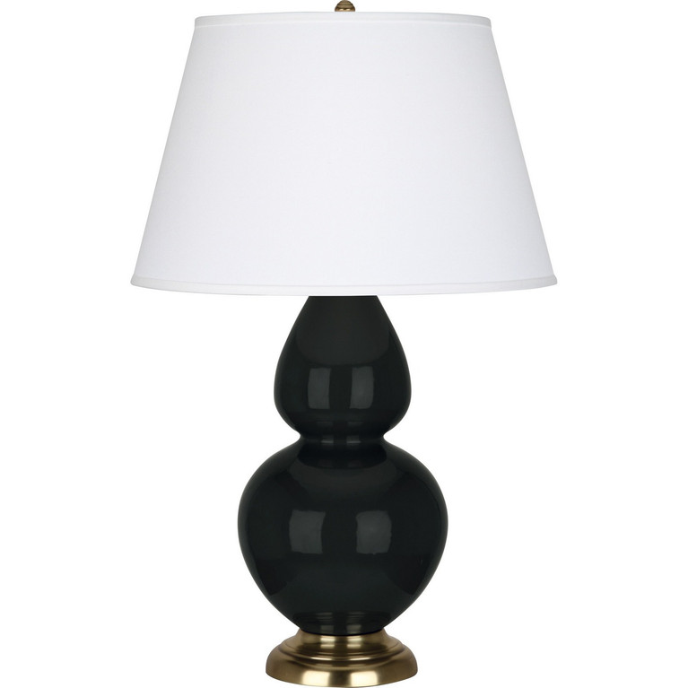 Robert Abbey - OS20X - One Light Table Lamp - Double Gourd - Obsidian Glazed Ceramic w/Antique Natural Brass