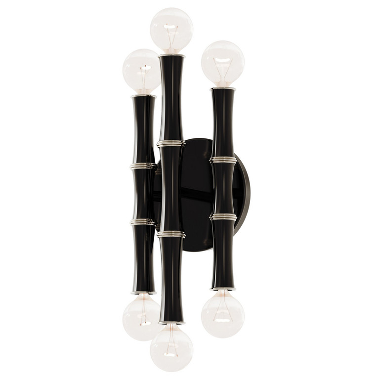 Robert Abbey - OS76 - Six Light Wall Sconce - Kane - Obsidian w/Polished Nickel